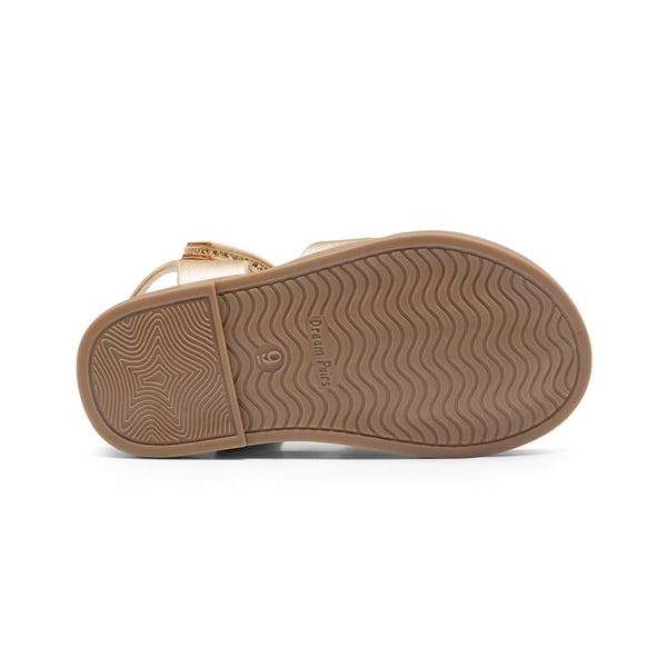 Girls Ankle Strap Strappy Flat Sandals - GOLD PU - 6